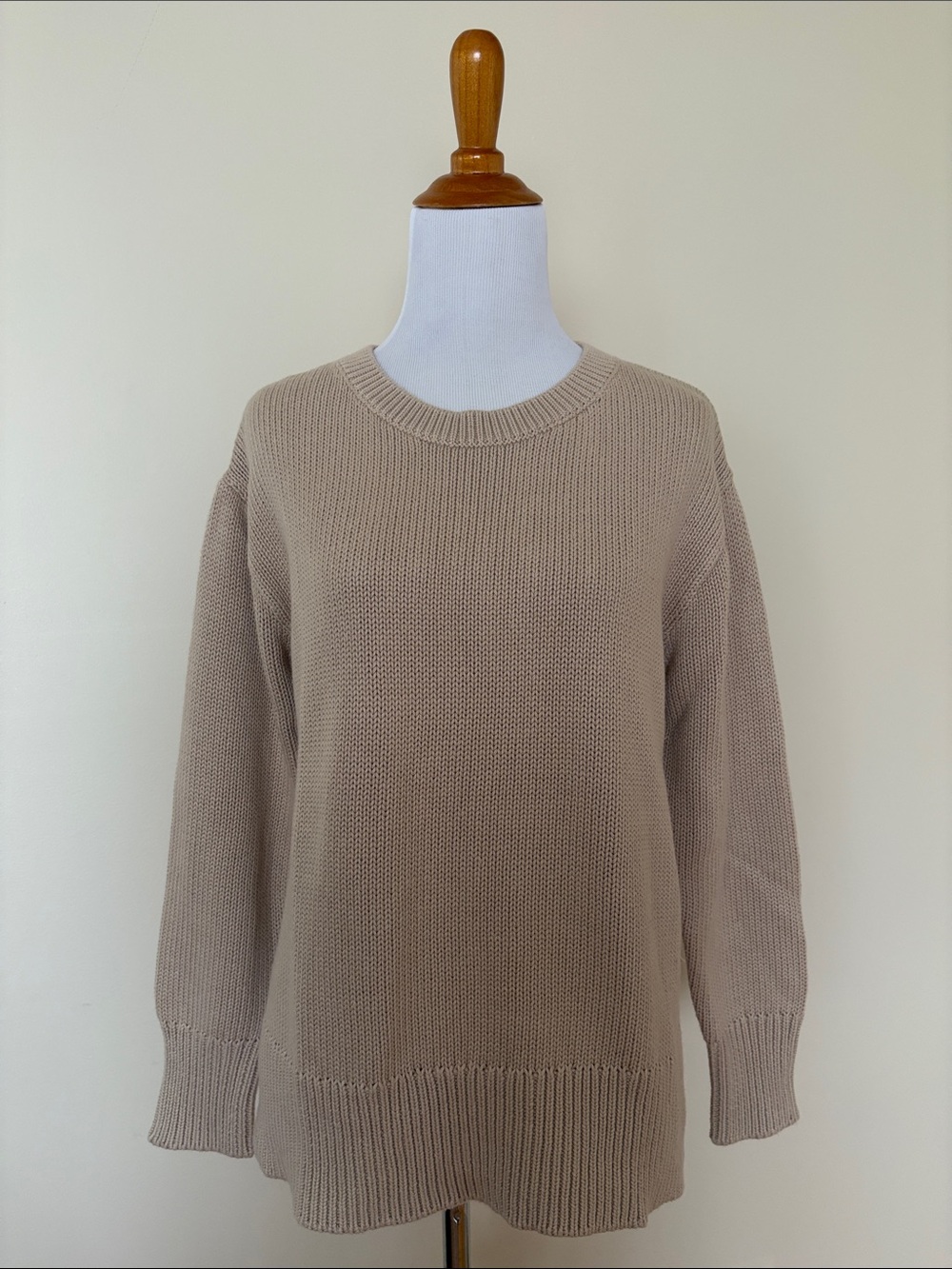 New Workshop Republic Clothing Beige Cotton Crewneck Sweater